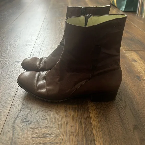 Men's Vintage Brown Leather Chukka Zip Boots - Sleek Ankle Boot - Picture 2 of 2